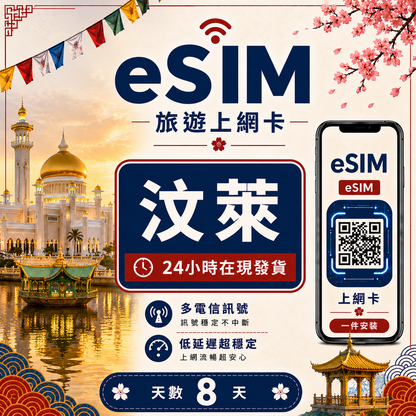 【汶萊 eSIM卡】不降速 吃到飽 3分鐘自動發貨