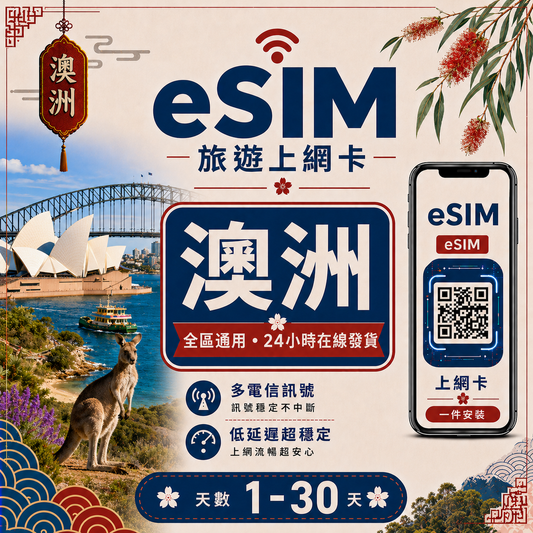 【澳洲 eSIM卡】不降速 吃到飽 3分鐘自動發貨