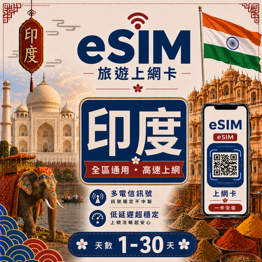 【印度 eSIM卡】 不降速 吃到飽 3分鐘自動發貨