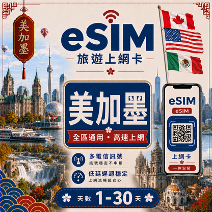 【美加墨 eSIM卡】不降速 吃到飽 3分鐘自動發貨