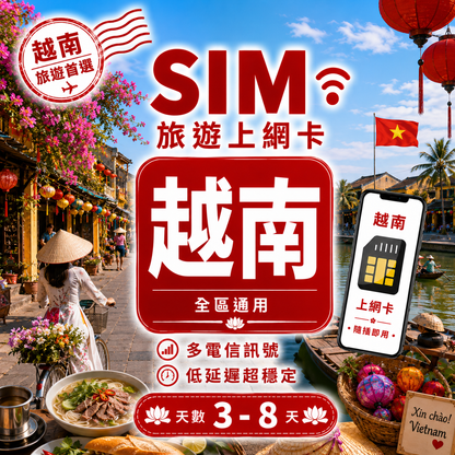 【越南 SIM卡】不降速 吃到飽