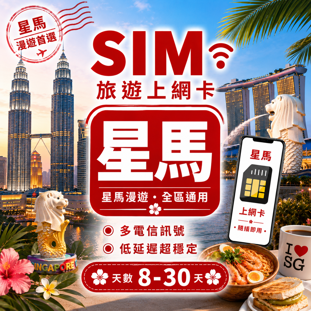 【星馬 SIM卡】不降速 吃到飽