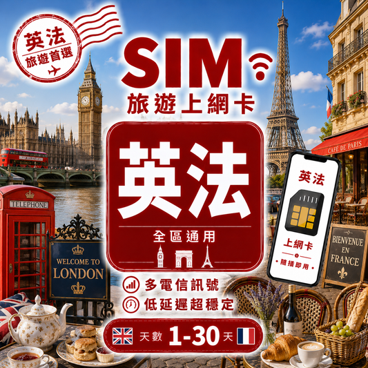 【英法 SIM卡】不降速 吃到飽