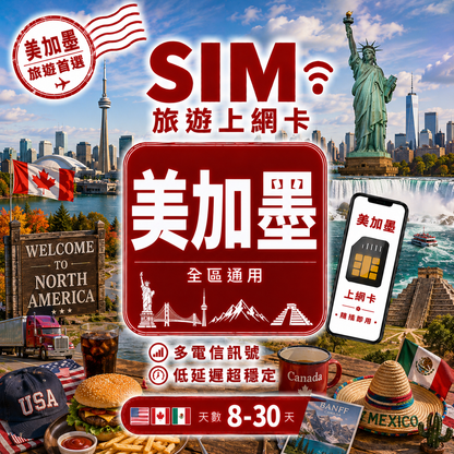 【美加墨 SIM卡】不降速 吃到飽