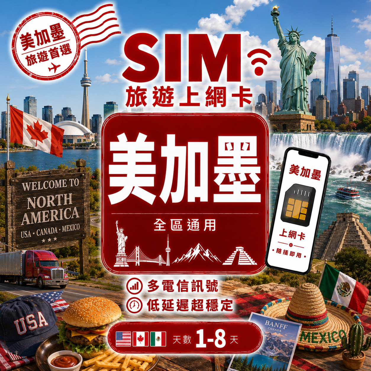 【美加墨 SIM卡】不降速 吃到飽
