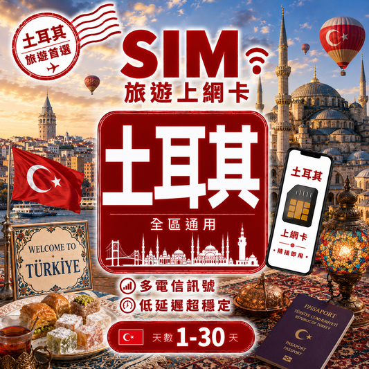 【土耳其 SIM卡】不降速 吃到飽