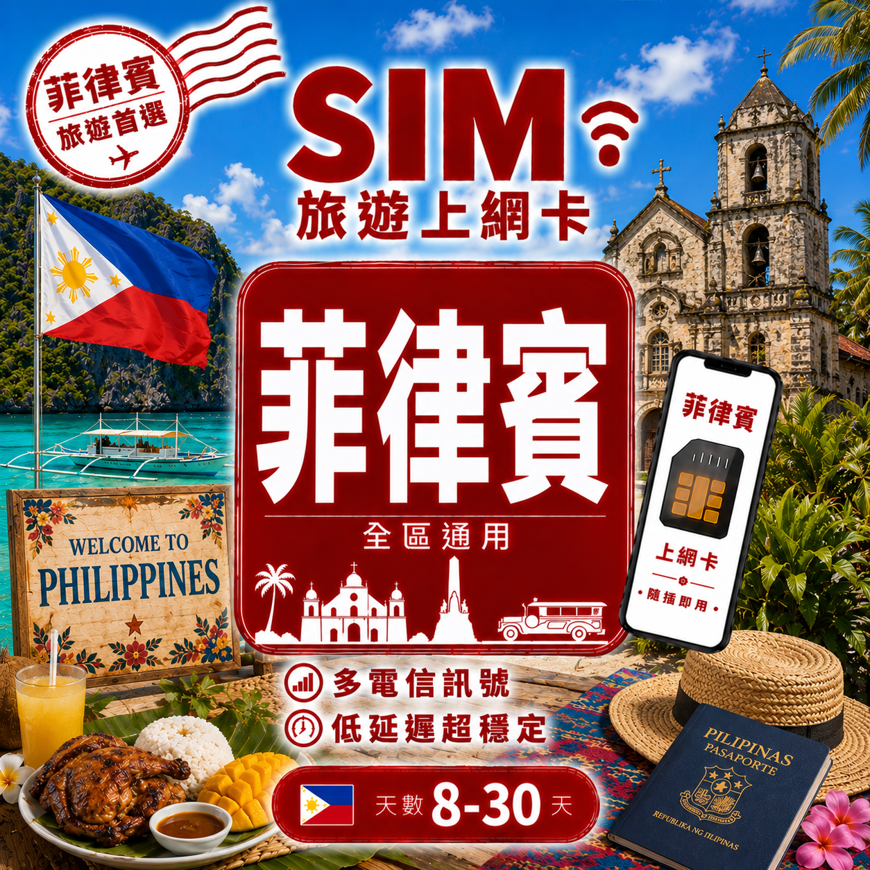 【菲律賓 SIM卡】不降速 吃到飽