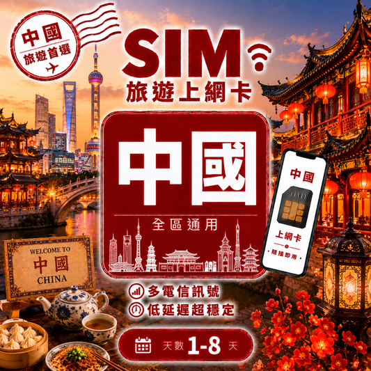 【純中國 SIM卡】不降速 吃到飽