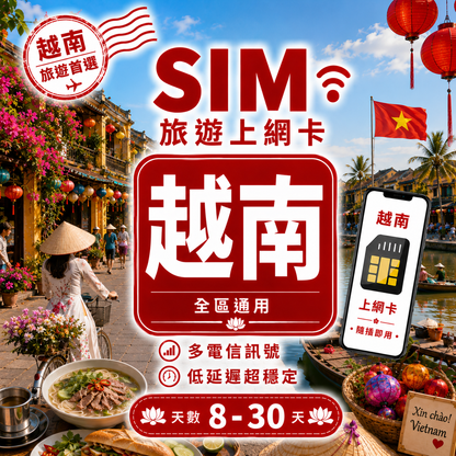 【越南 SIM卡】不降速 吃到飽