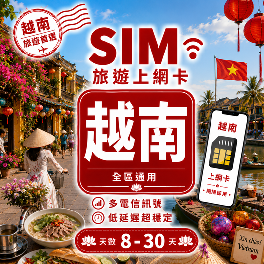 【越南 SIM卡】不降速 吃到飽