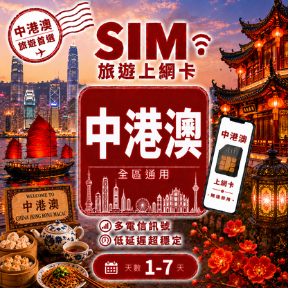【中港澳 SIM卡】不降速 吃到飽 免翻牆