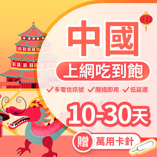 【純中國 SIM卡】不降速 吃到飽