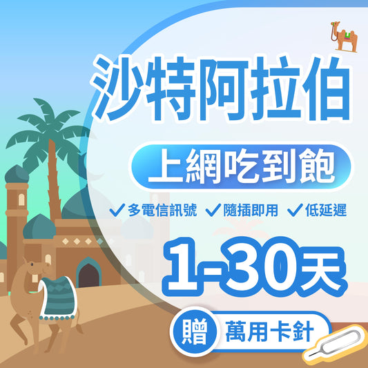 【沙特阿拉伯 SIM卡】不降速 吃到飽