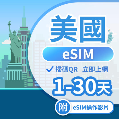 【美國 eSIM卡】不降速 吃到飽 3分鐘自動發貨