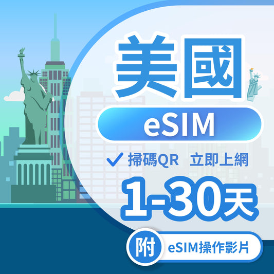 【美國 eSIM卡】不降速 吃到飽 3分鐘自動發貨