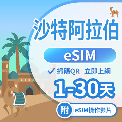 【沙特 eSIM卡】不降速 吃到飽 3分鐘自動發貨