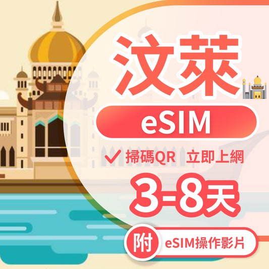 【汶萊 eSIM卡】不降速 吃到飽 3分鐘自動發貨
