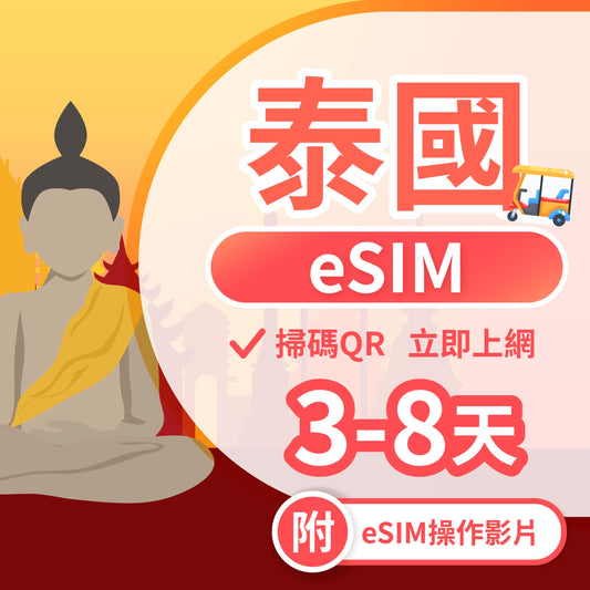 【泰國 eSIM卡】不降速 吃到飽 3分鐘自動發貨