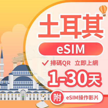 【土耳其 eSIM卡】 不降速 吃到飽 3分鐘自動發貨
