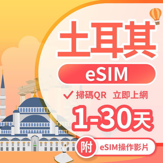 【土耳其 eSIM卡】 不降速 吃到飽 3分鐘自動發貨