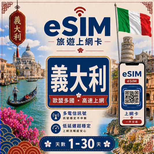 【義大利 eSIM卡】不降速 吃到飽 3分鐘自動發貨