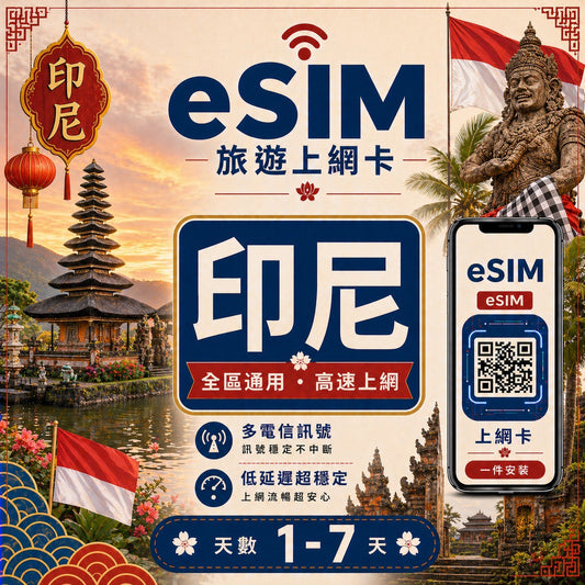 【印尼 eSIM卡】不降速 吃到飽 3分鐘自動發貨