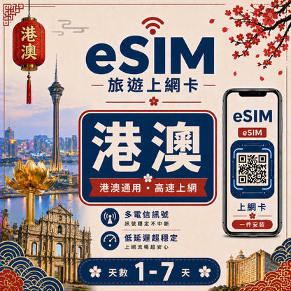 【港澳 eSIM卡】不降速 吃到飽 3分鐘自動發貨
