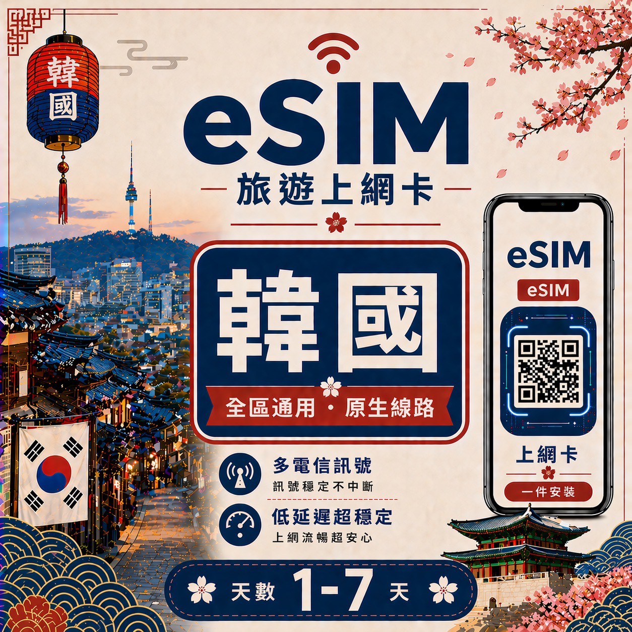 【韓國 eSIM卡】不降速 吃到飽 3分鐘自動發貨