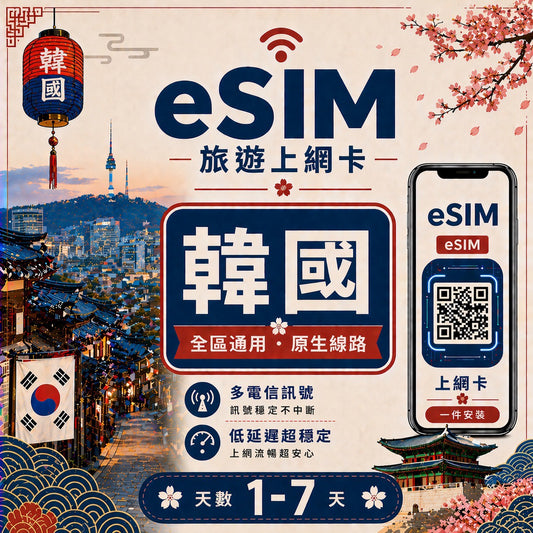 【韓國 eSIM卡】不降速 吃到飽 3分鐘自動發貨