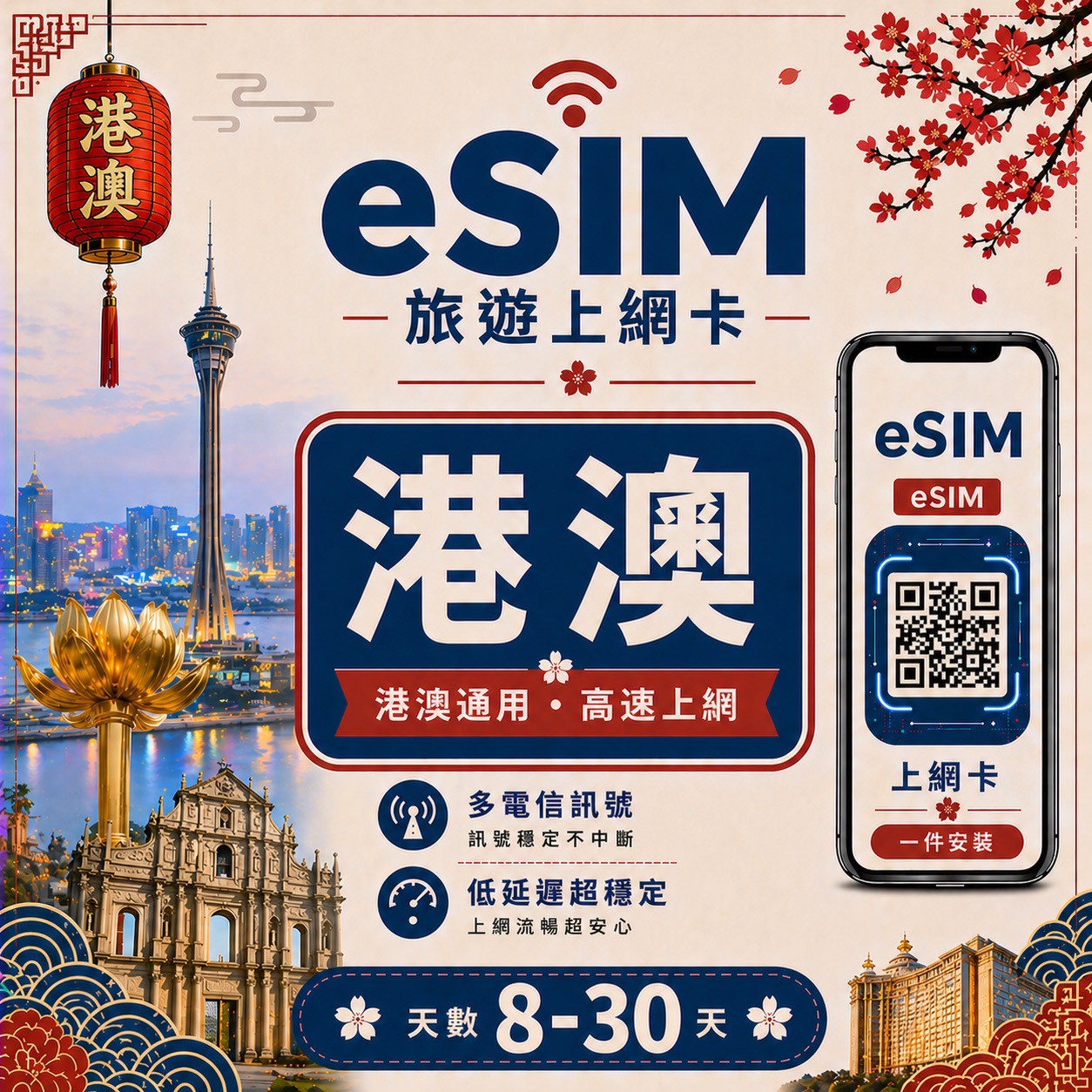 【港澳 eSIM卡】不降速 吃到飽 3分鐘自動發貨