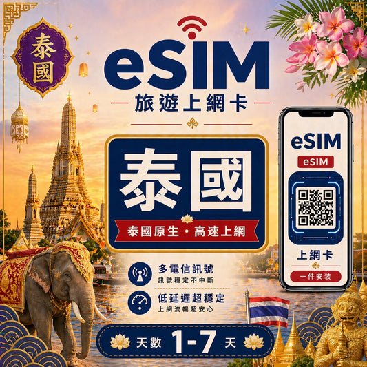 【泰國 eSIM卡】不降速 吃到飽 3分鐘自動發貨