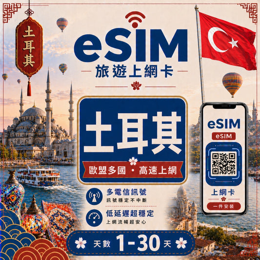 【土耳其 eSIM卡】 不降速 吃到飽 3分鐘自動發貨
